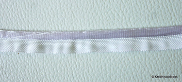 White Lace Trim With Shining White Piping, Approx. 11 mm wide